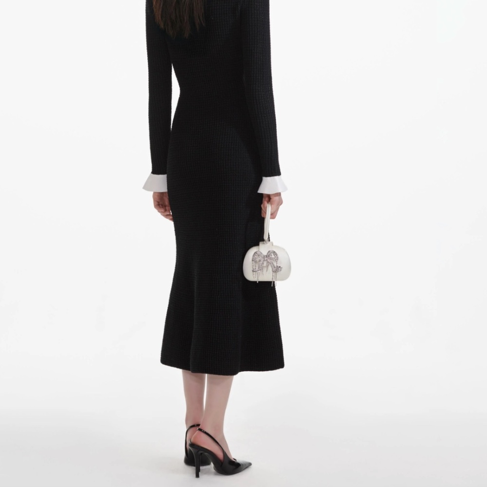 self-portrait - Black Pearl Trim Knit Midi Dress - Various Sizes MSRP $615 - NWT - Picture 7 of 10